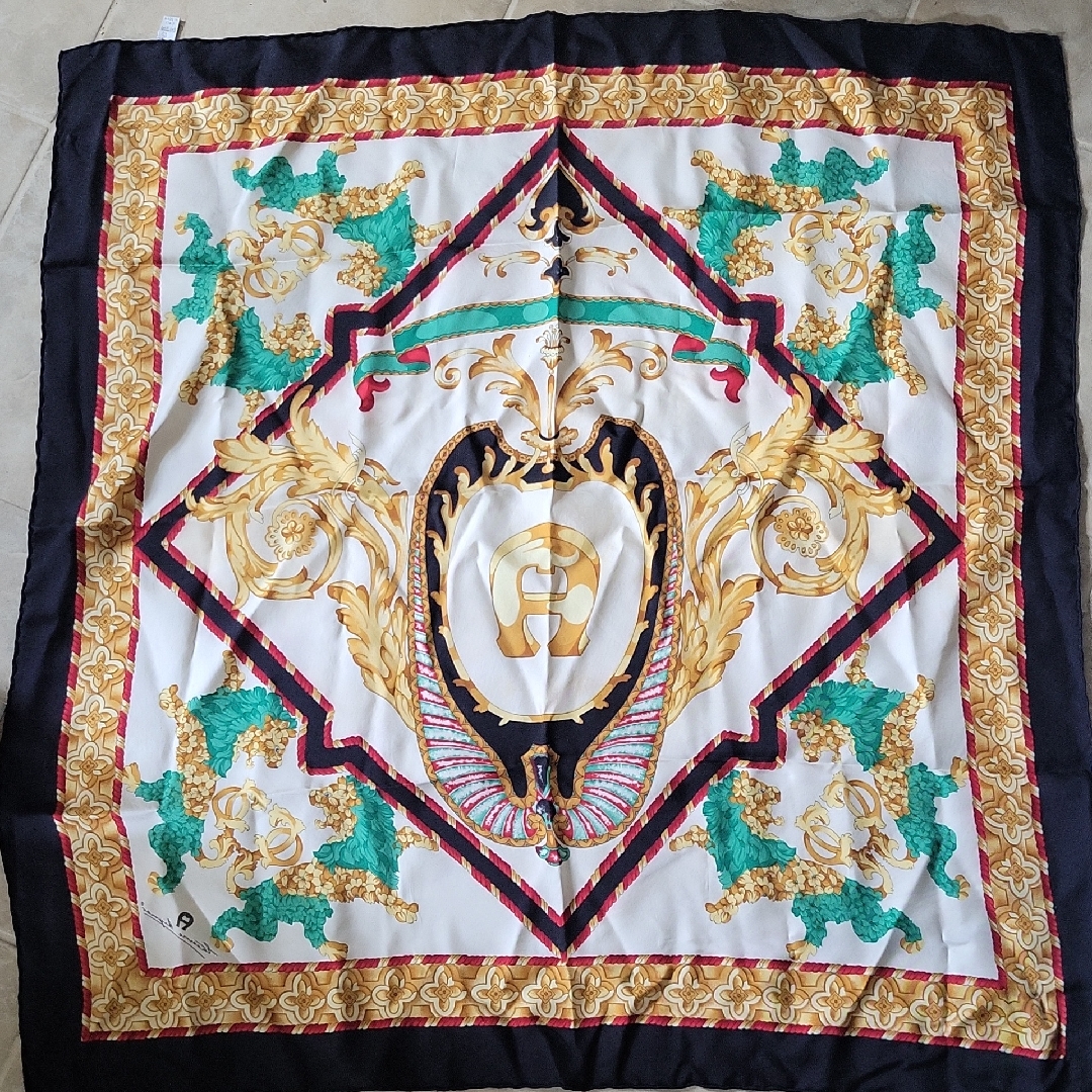 Vtg Made In Italy Etienne Aigner Vibrant 100%Silk Scarf